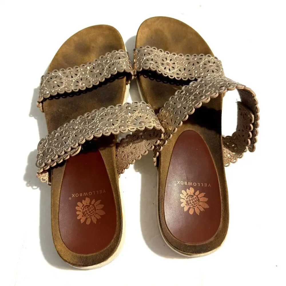 Yellow Box Sandal Mahala Flat Rosegold Comfort Strappy Adjustable Women sz 8.5 - Picture 5 of 11